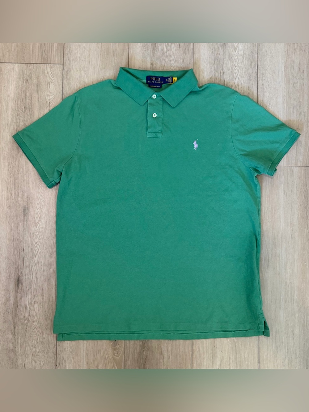 Polo Ralph Lauren Men’s Custom Slim Fit Green Cotton Polo Shirt